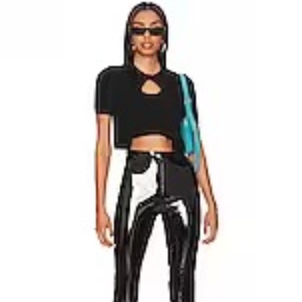 NWT!! COMMANDO FAUX PATENT LEATHER FLARED LEGGING - SOLD OUT!! SZ. LARGE - BLACK